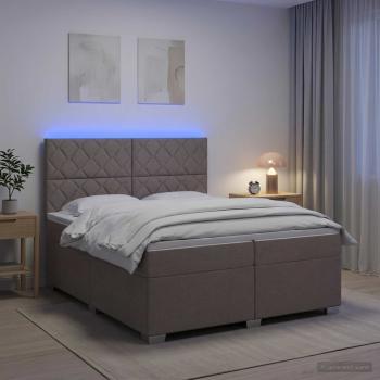ARDEBO.de - Boxspringbett mit Matratze Taupe 200 x 200 cm Stoff