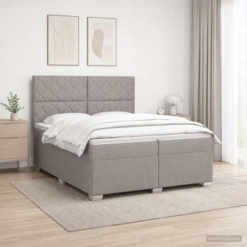 Boxspringbett mit Matratze Taupe 200 x 200 cm Stoff
