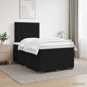 Boxspringbett mit Matratze Schwarz 120 x 200 cm Samt