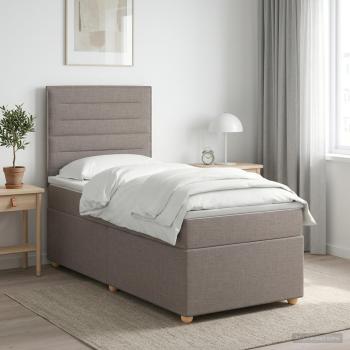 ARDEBO.de - Boxspringbett mit Matratze mit Kopfteil Taupe 90 x 200 cm Stoff