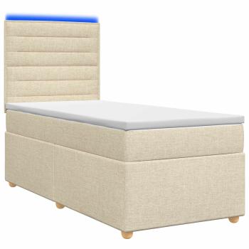 Boxspringbett mit Matratze mit Kopfteil Creme 90 x 200 cm Stoff