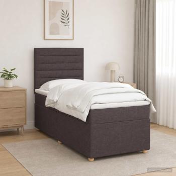 Boxspringbett mit Matratze Dunkelbraun 100 x 200 cm Stoff