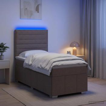 ARDEBO.de - LED Boxspringbett mit Matratze Taupe 100 x 200 cm Stoff
