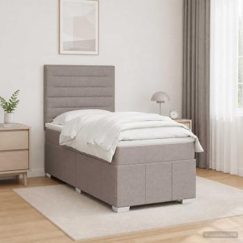 LED Boxspringbett mit Matratze Taupe 100 x 200 cm Stoff