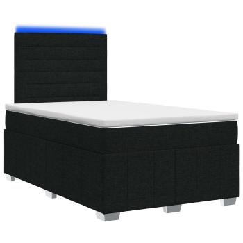 LED Boxspringbett mit Matratze Schwarz 120 x 190 cm Stoff