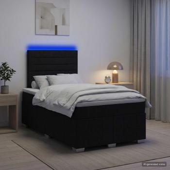 LED Boxspringbett mit Matratze Schwarz 120 x 190 cm Stoff