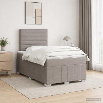 ARDEBO.de - LED Boxspringbett mit Matratze Taupe 120 x 190 cm Stoff
