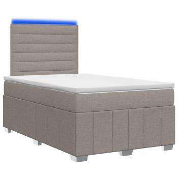 LED Boxspringbett mit Matratze Taupe 120 x 190 cm Stoff