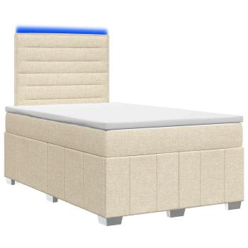 LED Boxspringbett mit Matratze Creme 120 x 190 cm Stoff