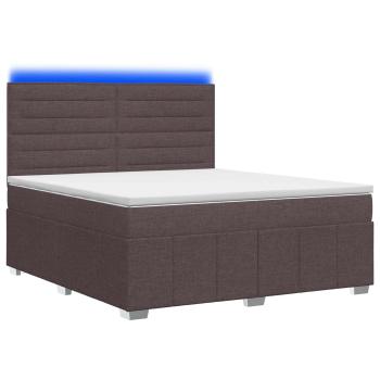 LED Boxspringbett mit Matratze Dunkelbraun 140 x 200 cm Stoff