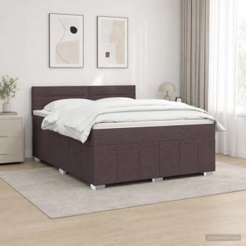 LED Boxspringbett mit Matratze Dunkelbraun 140 x 200 cm Stoff