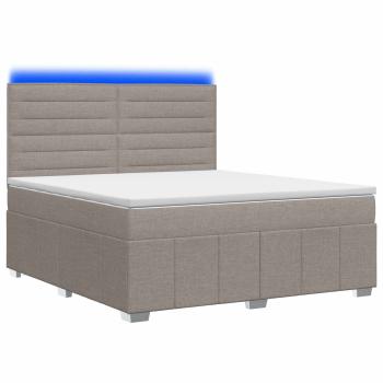 LED Boxspringbett mit Matratze Taupe 160 x 200 cm Stoff