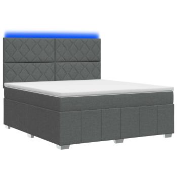 LED Boxspringbett mit Matratze Dunkelgrau 160 x 200 cm Stoff