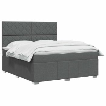LED Boxspringbett mit Matratze Dunkelgrau 160 x 200 cm Stoff