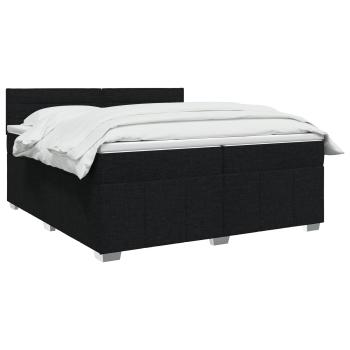 LED Boxspringbett mit Matratze Schwarz 200 x 200 cm Stoff