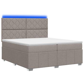 LED Boxspringbett mit Matratze Taupe 200 x 200 cm Stoff