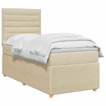 LED Boxspringbett mit Matratze Creme 80 x 200 cm Stoff
