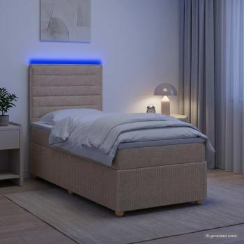 LED Boxspringbett mit Matratze Creme 90 x 200 cm Stoff
