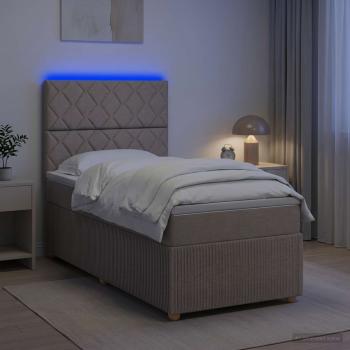 ARDEBO.de - LED Boxspringbett mit Matratze Taupe 100 x 200 cm Stoff