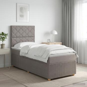 LED Boxspringbett mit Matratze Taupe 100 x 200 cm Stoff