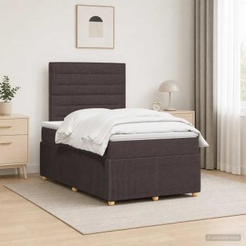 ARDEBO.de - LED Boxspringbett mit Matratze Dunkelbraun 120 x 190 cm Stoff