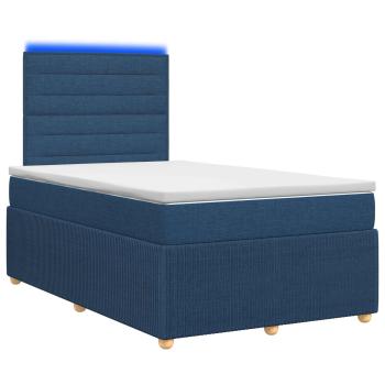 LED Boxspringbett mit Matratze Blau 120 x 190 cm Stoff