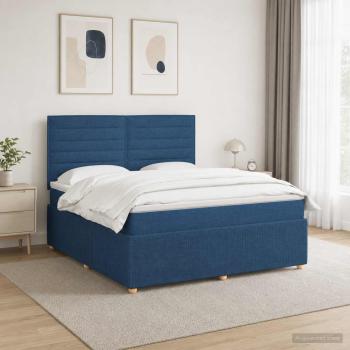 ARDEBO.de - LED Boxspringbett mit Matratze Blau 160 x 200 cm Stoff