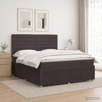 ARDEBO.de - LED Boxspringbett mit Matratze Dunkelbraun 180 x 200 cm Stoff