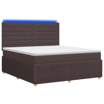 LED Boxspringbett mit Matratze Dunkelbraun 180 x 200 cm Stoff
