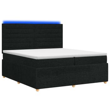 LED Boxspringbett mit Matratze Schwarz 200 x 200 cm Stoff