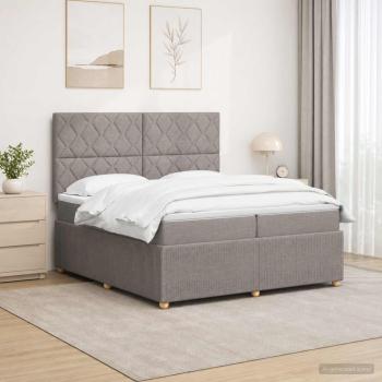 ARDEBO.de - LED Boxspringbett mit Matratze Taupe 200 x 200 cm Stoff