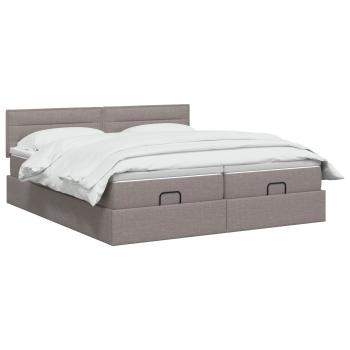 Ottoman Bett mit Matratze mit Kopfteil 2 Stk. Taupe Stoff
