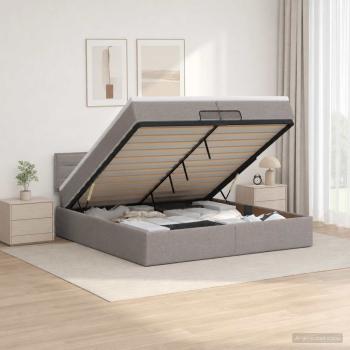 Ottoman-Bett mit Matratze und LED Taupe 200 x 200 cm Stoff