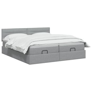 Ottoman-Bett mit Matratze und LED Hellgrau 160 x 200 cm Stoff