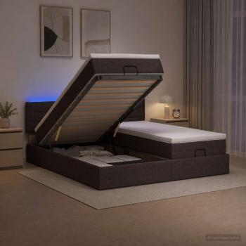 ARDEBO.de - Ottoman-Bett mit Matratze und LED Dunkelbraun 180 x 200 cm