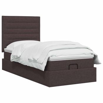 Ottoman Bett mit Matratze Dunkelbraun 90 x 190 cm Stoff