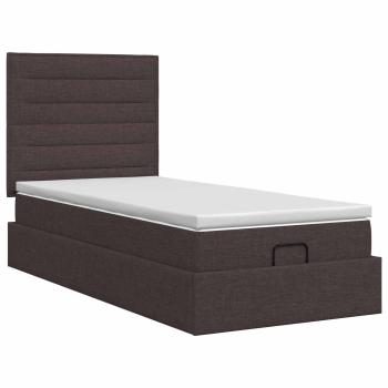 Ottoman Bett mit Matratze Dunkelbraun 90 x 190 cm Stoff