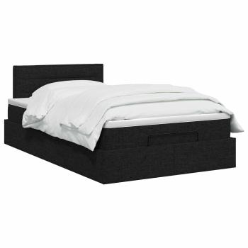 Ottoman Bett mit Matratze Schwarz 120 x 200 cm Stoff