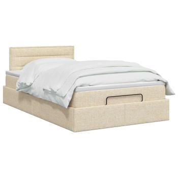 Ottoman Bett mit Matratze mit Kopfteil Creme 120 x 200 cm Stoff