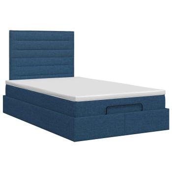 Ottoman Bett mit Matratze mit Kopfteil Blau 120 x 200 cm Stoff