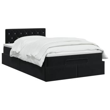 Ottoman Bett mit Matratze Schwarz 120 x 200 cm Samt