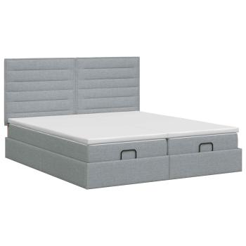 Ottoman Bett mit Matratze mit Kopfteil 2 stk. Hellgrau Stoff