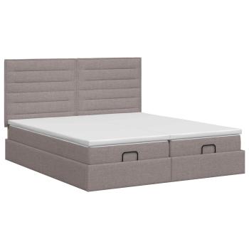 Ottoman Bett mit Matratze mit Kopfteil 2 Stk. Taupe Stoff