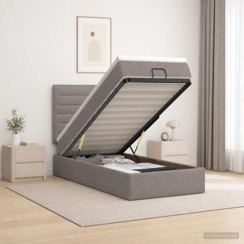 ARDEBO.de - Ottoman-Bett mit Matratze und LED Taupe 80 x 200 cm Stoff