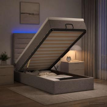 Ottoman-Bett mit Matratze und LED Taupe 90 x 190 cm Stoff