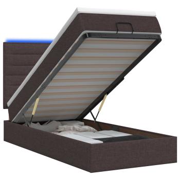 Ottoman-Bett mit Matratze und LED Dunkelbraun 90 x 200 cm Stoff