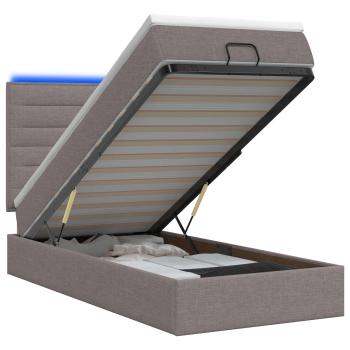 Ottoman-Bett mit Matratze und LED Taupe 100 x 200 cm Stoff