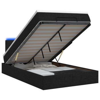 Ottoman-Bett mit Matratze und LED Schwarz 120 x 190 cm Stoff