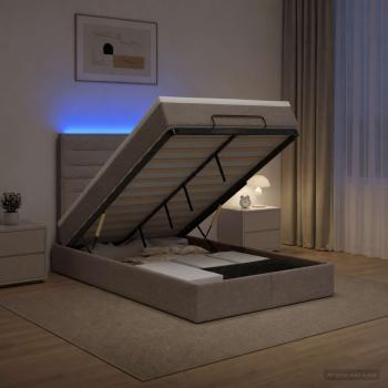 Ottoman-Bett mit Matratze und LED Taupe 120 x 190 cm Stoff