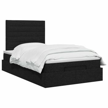 Ottoman-Bett mit Matratze und LED Schwarz 120 x 200 cm Stoff